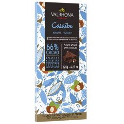 Valrhona Dark Chocolate Caraibe 66% With Hazelnuts (120g)
