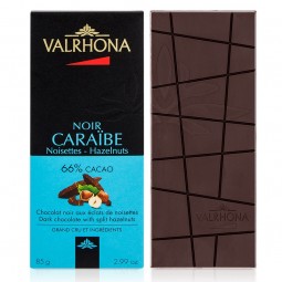 Dark Chocolate Bar Caraibe 66% with Hazelnuts (85g)