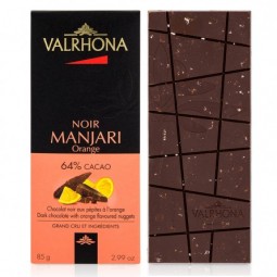 Dark Chocolate Bar Manjari 64% with Orange Nuggets (85g)